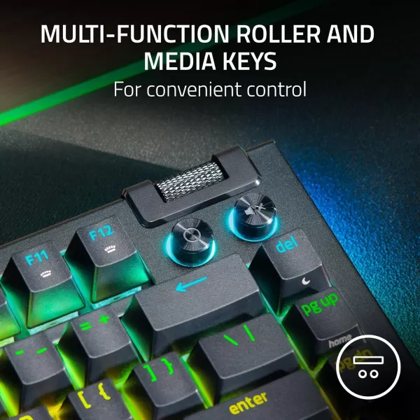 Razer BlackWidow V4 75 Mechanical Gaming Keyboard Hot Swappable Design  Compact ampamp Durable  Orange Tactile Switches  Chroma RGB  Roller ampamp Media Keys  Wrist Rest  Snap Tap  BlackBlack