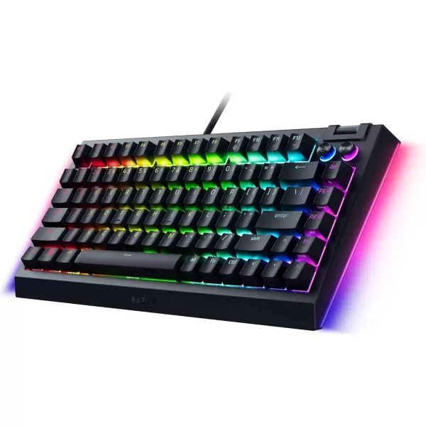 Razer BlackWidow V4 75 Mechanical Gaming Keyboard Hot Swappable Design  Compact ampamp Durable  Orange Tactile Switches  Chroma RGB  Roller ampamp Media Keys  Wrist Rest  Snap Tap  BlackBlack