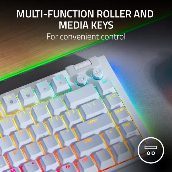 Razer BlackWidow V4 75 Mechanical Gaming Keyboard Hot Swappable Design  Compact ampamp Durable  Orange Tactile Switches  Chroma RGB  Roller ampamp Media Keys  Wrist Rest  Snap Tap  BlackWhite