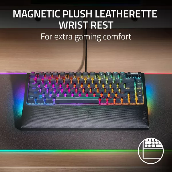 Razer BlackWidow V4 75 Mechanical Gaming Keyboard Hot Swappable Design  Compact ampamp Durable  Orange Tactile Switches  Chroma RGB  Roller ampamp Media Keys  Wrist Rest  Snap Tap  BlackBlack