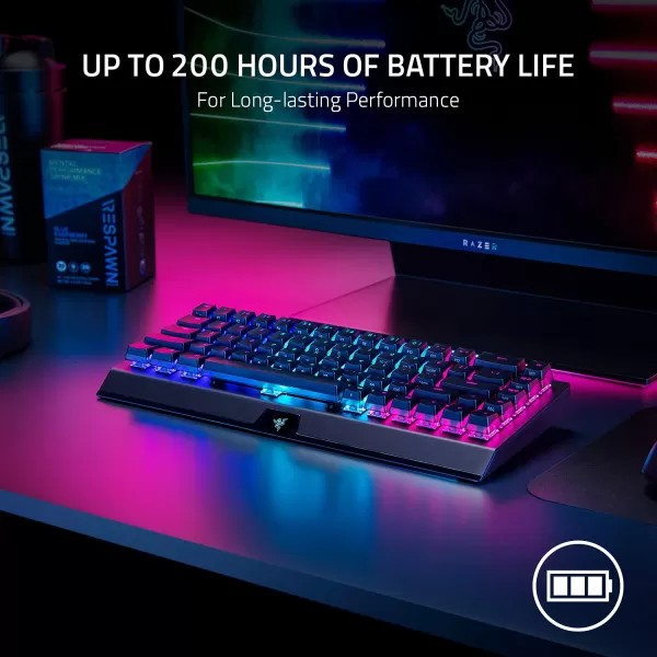 Razer BlackWidow V4 Mini HyperSpeed Wireless Hot Swappable 65 Gaming Keyboard HyperSpeed Wireless ampamp Bluetooth 50  Orange Switches Tactile ampamp Quiet  Phantom Pudding Keycap  200 Hr Battery