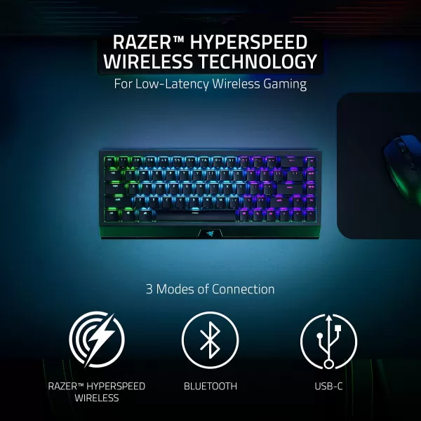 Razer BlackWidow V4 Mini HyperSpeed Wireless Hot Swappable 65 Gaming Keyboard HyperSpeed Wireless ampamp Bluetooth 50  Orange Switches Tactile ampamp Quiet  Phantom Pudding Keycap  200 Hr Battery