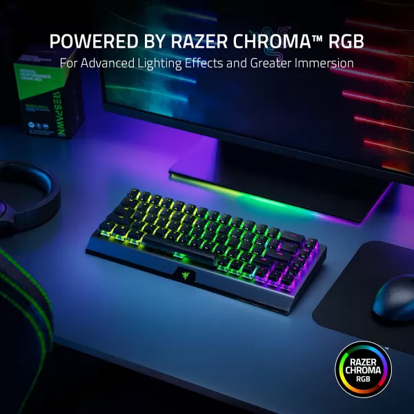 Razer BlackWidow V4 Mini HyperSpeed Wireless Hot Swappable 65 Gaming Keyboard HyperSpeed Wireless ampamp Bluetooth 50  Orange Switches Tactile ampamp Quiet  Phantom Pudding Keycap  200 Hr Battery