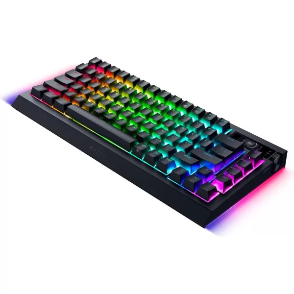 Razer BlackWidow V4 Pro 75 Wireless Gaming Keyboard OLED Display  True 4K Hz Wireless  Bluetooth  Hot Swappable  Orange Tactile Switches  Command Dial  Snap Tap  Chroma RGB  Wrist Rest