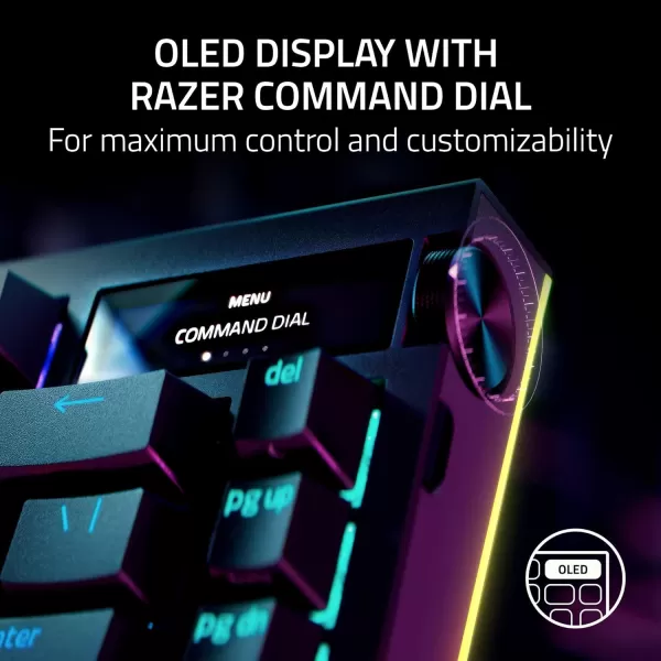 Razer BlackWidow V4 Pro 75 Wireless Gaming Keyboard OLED Display  True 4K Hz Wireless  Bluetooth  Hot Swappable  Orange Tactile Switches  Command Dial  Snap Tap  Chroma RGB  Wrist Rest