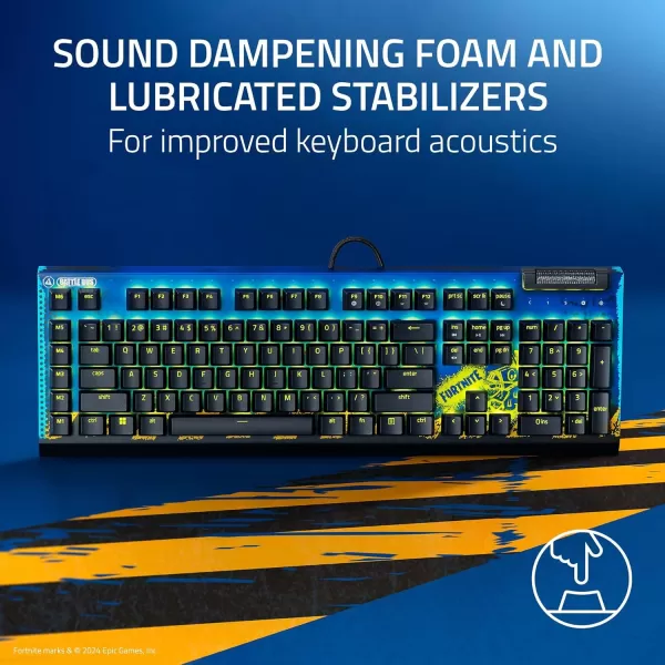 Razer BlackWidow V4 X Mechanical Gaming Keyboard Yellow Switches Linear ampamp Silent  6 Macro Keys  Chroma RGB  Doubleshot ABS Keycaps  Roller ampamp Media Keys  Snap TapFortnite Edition