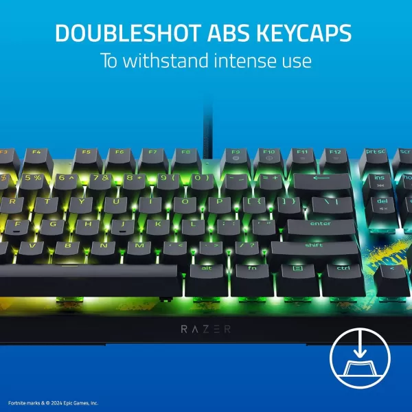 Razer BlackWidow V4 X Mechanical Gaming Keyboard Yellow Switches Linear ampamp Silent  6 Macro Keys  Chroma RGB  Doubleshot ABS Keycaps  Roller ampamp Media Keys  Snap TapFortnite Edition