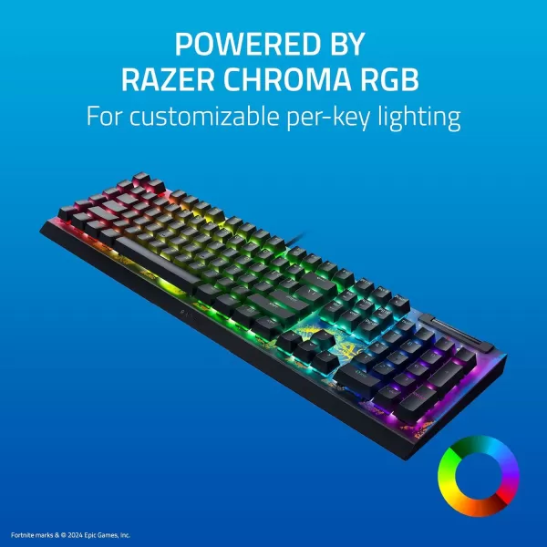 Razer BlackWidow V4 X Mechanical Gaming Keyboard Yellow Switches Linear ampamp Silent  6 Macro Keys  Chroma RGB  Doubleshot ABS Keycaps  Roller ampamp Media Keys  Snap TapFortnite Edition