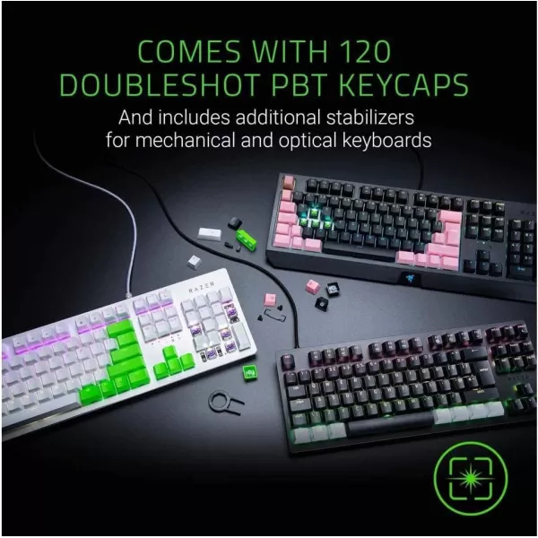Razer Doubleshot PBT Keycap Upgrade Set for Mechanical ampamp Optical Keyboards Compatible with Standard 104105 US and UK layouts  Mercury WhiteClassic Black