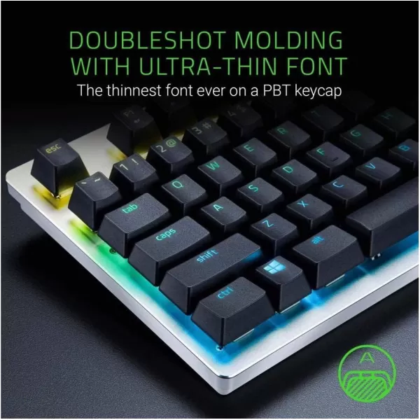Razer Doubleshot PBT Keycap Upgrade Set for Mechanical ampamp Optical Keyboards Compatible with Standard 104105 US and UK layouts  Mercury WhiteClassic Black