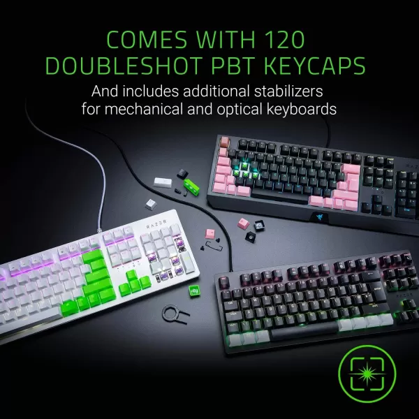 Razer Doubleshot PBT Keycap Upgrade Set for Mechanical ampamp Optical Keyboards Compatible with Standard 104105 US and UK layouts  Mercury WhiteMercury White