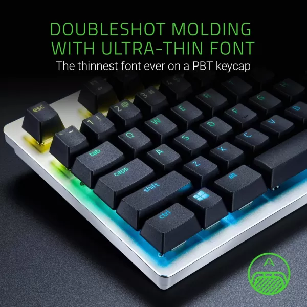 Razer Doubleshot PBT Keycap Upgrade Set for Mechanical ampamp Optical Keyboards Compatible with Standard 104105 US and UK layouts  Mercury WhiteMercury White