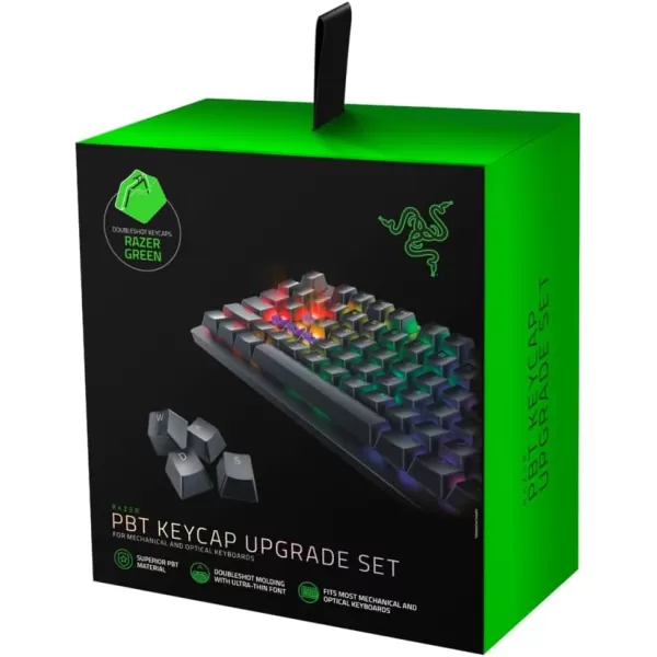 Razer Doubleshot PBT Keycap Upgrade Set for Mechanical ampamp Optical Keyboards Compatible with Standard 104105 US and UK layouts  Mercury WhiteRazer Green