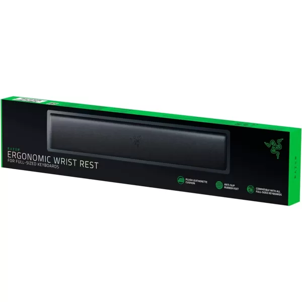 Razer Ergonomic Wrist Rest for FullSized Keyboards AntiSlip Rubber Base  Angled Incline  Classic BlackFullSized Keyboard
