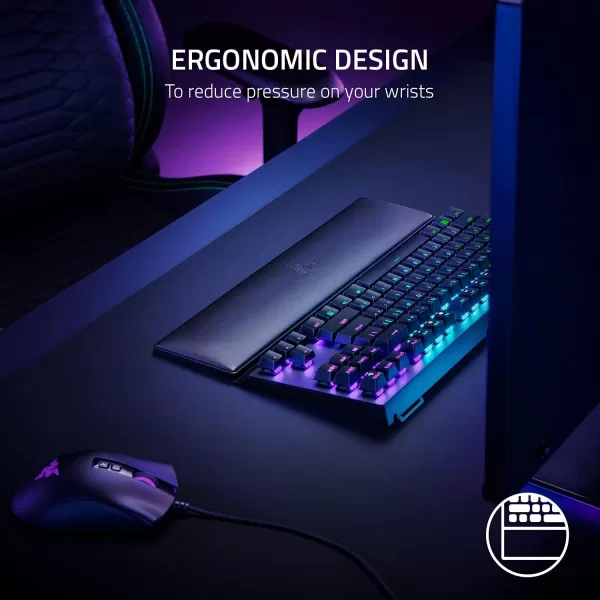 Razer Ergonomic Wrist Rest for FullSized Keyboards AntiSlip Rubber Base  Angled Incline  Classic BlackTKL Tenkeyless