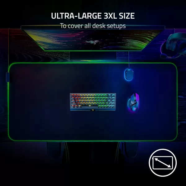 Razer Goliathus Extended Chroma Gaming Mouse Pad Customizable Chroma RGB Lighting  Soft Cloth Material  Balanced Control ampamp Speed  NonSlip Rubber Base  Quartz PinkClassic Black