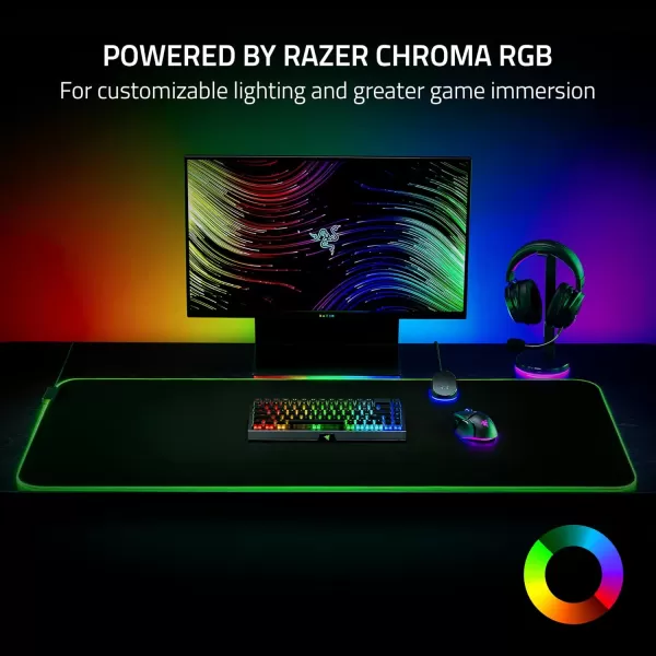Razer Goliathus Extended Chroma Gaming Mouse Pad Customizable Chroma RGB Lighting  Soft Cloth Material  Balanced Control ampamp Speed  NonSlip Rubber Base  Quartz PinkClassic Black