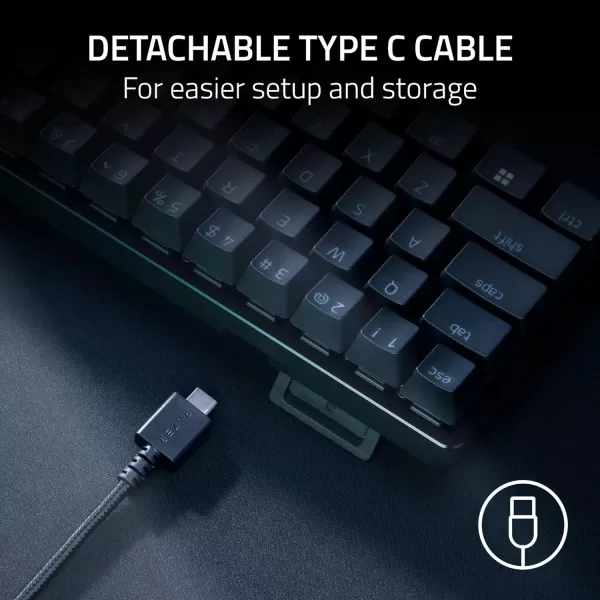 Razer Huntsman Mini 60 Gaming Keyboard Fast Keyboard Switches  Clicky Optical Switches  Chroma RGB Lighting  PBT Keycaps  Onboard Memory  Snap Tap  BlackClassic Black