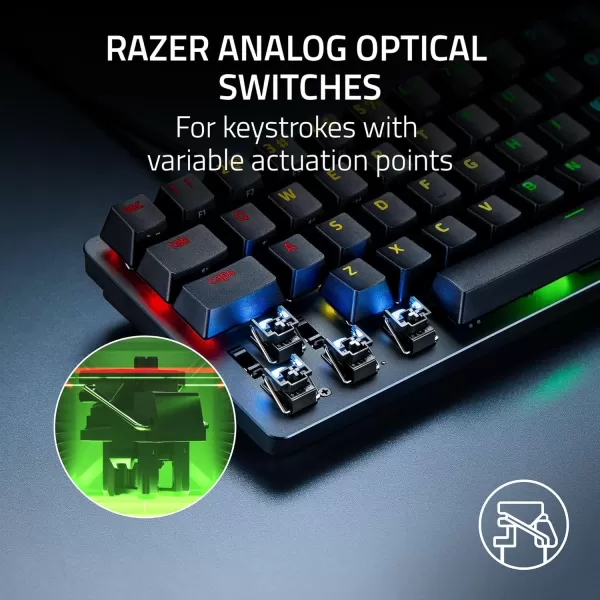Razer Huntsman Mini 60 Gaming Keyboard Fast Keyboard Switches  Clicky Optical Switches  Chroma RGB Lighting  PBT Keycaps  Onboard Memory  Snap Tap  BlackClassic Black