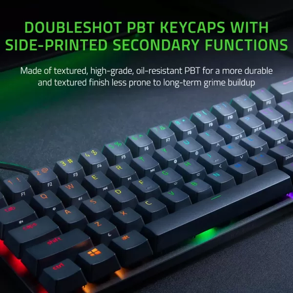 Razer Huntsman Mini 60 Gaming Keyboard Fast Keyboard Switches  Clicky Optical Switches  Chroma RGB Lighting  PBT Keycaps  Onboard Memory  Snap Tap  BlackClassic Black
