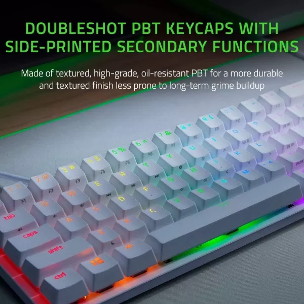 Razer Huntsman Mini 60 Gaming Keyboard Fast Keyboard Switches  Clicky Optical Switches  Chroma RGB Lighting  PBT Keycaps  Onboard Memory  Snap Tap  BlackMercury White