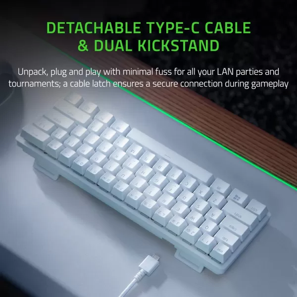 Razer Huntsman Mini 60 Gaming Keyboard Fast Keyboard Switches  Clicky Optical Switches  Chroma RGB Lighting  PBT Keycaps  Onboard Memory  Snap Tap  BlackMercury White
