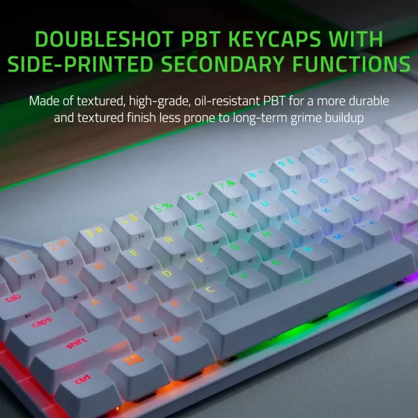 Razer Huntsman Mini 60 Gaming Keyboard Fast Keyboard Switches  Clicky Optical Switches  Chroma RGB Lighting  PBT Keycaps  Onboard Memory  Snap Tap  BlackMercury White