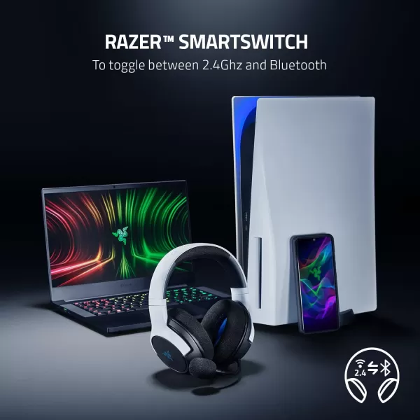 Razer Kaira Wireless Gaming Headset for Xbox Series XS Xbox One Triforce Titanium 50mm Drivers  Cardioid Mic  Breathable Memory Foam Ear Cushions  EQ Pairing Button  Windows Sonic  BlackWhiteBlack