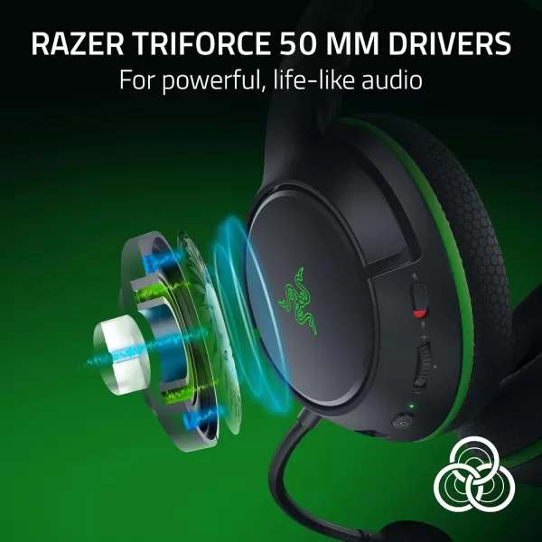 Razer Kaira Wireless Gaming Headset for Xbox Series XS Xbox One Triforce Titanium 50mm Drivers  Cardioid Mic  Breathable Memory Foam Ear Cushions  EQ Pairing Button  Windows Sonic  BlackBlack