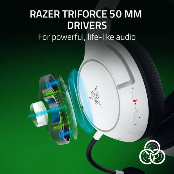 Razer Kaira Wireless Gaming Headset for Xbox Series XS Xbox One Triforce Titanium 50mm Drivers  Cardioid Mic  Breathable Memory Foam Ear Cushions  EQ Pairing Button  Windows Sonic  BlackWhite