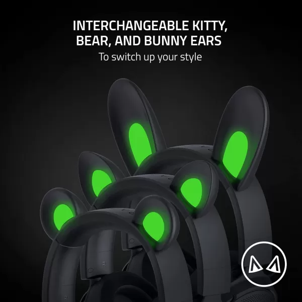 Razer Kraken Kitty V2 Pro Wired RGB Headset Interchangeable Ears Kitty Bear Bunny  Stream Reactive Lighting  Detachable HyperClear Cardioid Mic  50mm Drivers  71 Surround Sound  BlackClassic Black