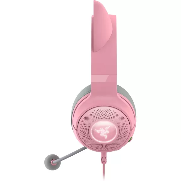 Razer Kraken Kitty V2 USB Wired RGB Headset Chroma Kitty Ears  Stream Reactive Lighting  HyperClear Cardioid Mic  Triforce 40 mm Drivers  71 Surround Sound  Classic BlackQuartz Pink