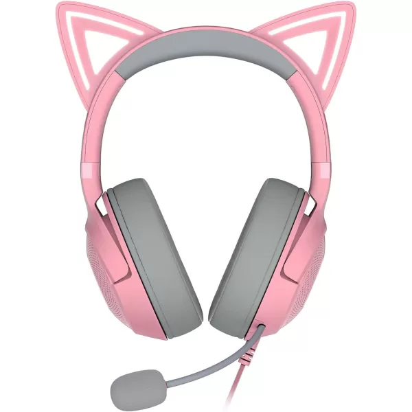 Razer Kraken Kitty V2 USB Wired RGB Headset Chroma Kitty Ears  Stream Reactive Lighting  HyperClear Cardioid Mic  Triforce 40 mm Drivers  71 Surround Sound  Classic BlackQuartz Pink