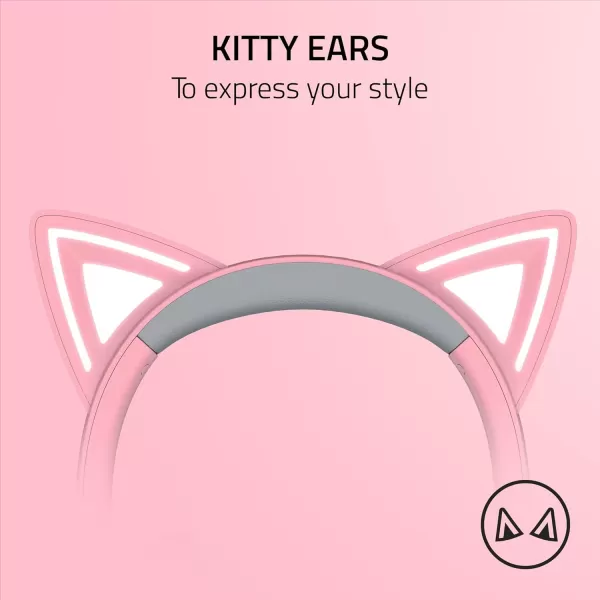 Razer Kraken Kitty V2 USB Wired RGB Headset Chroma Kitty Ears  Stream Reactive Lighting  HyperClear Cardioid Mic  Triforce 40 mm Drivers  71 Surround Sound  Classic BlackQuartz Pink