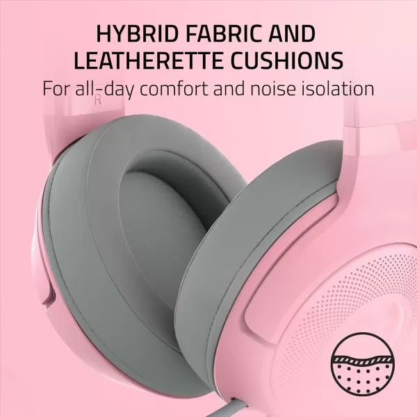 Razer Kraken Kitty V2 USB Wired RGB Headset Chroma Kitty Ears  Stream Reactive Lighting  HyperClear Cardioid Mic  Triforce 40 mm Drivers  71 Surround Sound  Classic BlackQuartz Pink