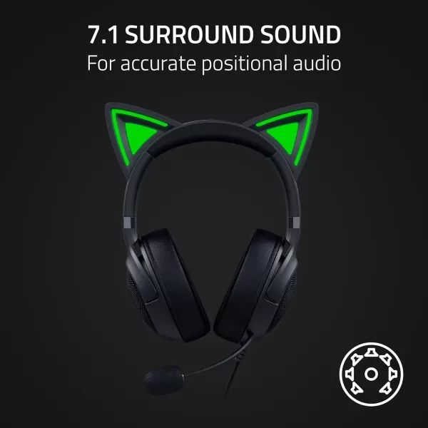 Razer Kraken Kitty V2 USB Wired RGB Headset Chroma Kitty Ears  Stream Reactive Lighting  HyperClear Cardioid Mic  Triforce 40 mm Drivers  71 Surround Sound  Classic BlackClassic Black