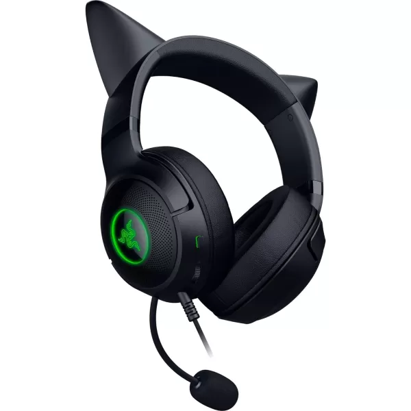 Razer Kraken Kitty V2 USB Wired RGB Headset Chroma Kitty Ears  Stream Reactive Lighting  HyperClear Cardioid Mic  Triforce 40 mm Drivers  71 Surround Sound  Classic BlackClassic Black