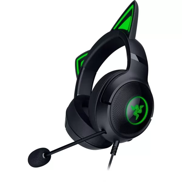 Razer Kraken Kitty V2 USB Wired RGB Headset Chroma Kitty Ears  Stream Reactive Lighting  HyperClear Cardioid Mic  Triforce 40 mm Drivers  71 Surround Sound  Classic BlackClassic Black