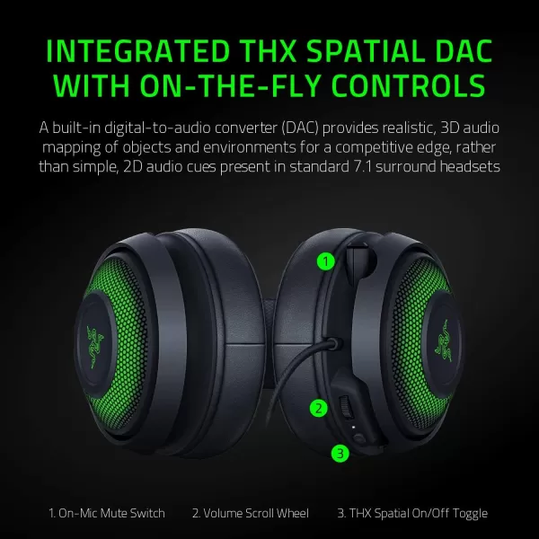 Razer Kraken Tournament Edition THX 71 Surround Sound Gaming Headset Retractable Noise Cancelling Mic  USB DAC  For PC PS4 PS5 Nintendo Switch Xbox One Xbox Series X ampamp S Mobile  BlackClassic Black