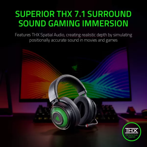 Razer Kraken Tournament Edition THX 71 Surround Sound Gaming Headset Retractable Noise Cancelling Mic  USB DAC  For PC PS4 PS5 Nintendo Switch Xbox One Xbox Series X ampamp S Mobile  BlackClassic Black