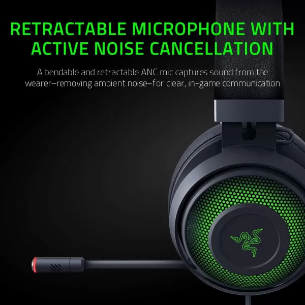 Razer Kraken Ultimate  USB Gaming Headset Gaming Headphones for PC PS4 and Switch Dock with Surround Sound ANC Microphone and RGB ChromaClassic Black