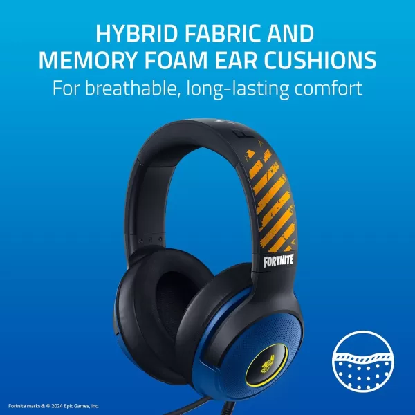 Razer Kraken V3 X Wired USB Gaming Headset 285g Lightweight Build  Triforce 40mm Drivers  HyperClear Cardioid Mic  71 Surround Sound  Chroma RGB Lighting  Fortnite EditionFortnite Edition