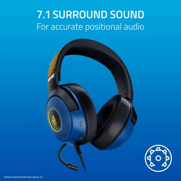 Razer Kraken V3 X Wired USB Gaming Headset 285g Lightweight Build  Triforce 40mm Drivers  HyperClear Cardioid Mic  71 Surround Sound  Chroma RGB Lighting  Fortnite EditionFortnite Edition