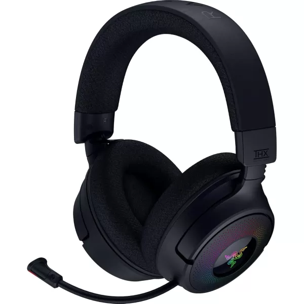 Razer Kraken V4 Wireless Gaming Headset 24GHz Bluetooth USB  Super Wideband Mic  40 mm Drivers  9 Zone RGB Lighting  for PC Mac PS5 Nintendo Switch Steam Deck Smartphone  Black