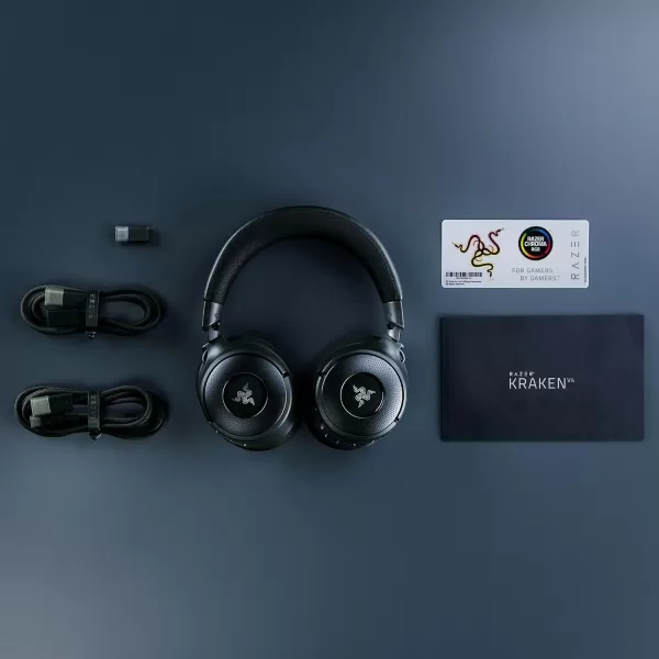 Razer Kraken V4 Wireless Gaming Headset 24GHz Bluetooth USB  Super Wideband Mic  40 mm Drivers  9 Zone RGB Lighting  for PC Mac PS5 Nintendo Switch Steam Deck Smartphone  Black