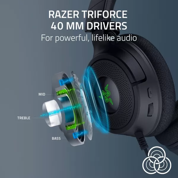 Razer Kraken V4 X Wired Gaming Headset 40 mm Drivers  Cardioid Mic  Memory Foam Cushions  Chroma RGB Lighting  Type C ampamp Type A Cable  for PC Mac PS5 Nintendo Switch Steam Deck Smartphone
