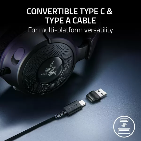 Razer Kraken V4 X Wired Gaming Headset 40 mm Drivers  Cardioid Mic  Memory Foam Cushions  Chroma RGB Lighting  Type C ampamp Type A Cable  for PC Mac PS5 Nintendo Switch Steam Deck Smartphone