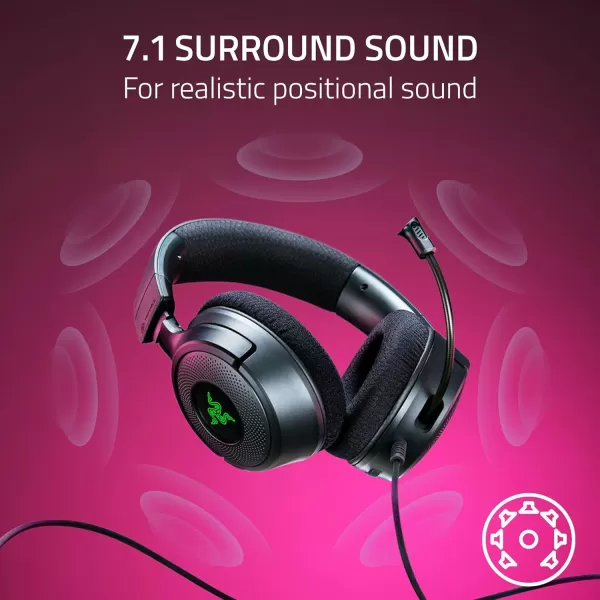 Razer Kraken V4 X Wired Gaming Headset 40 mm Drivers  Cardioid Mic  Memory Foam Cushions  Chroma RGB Lighting  Type C ampamp Type A Cable  for PC Mac PS5 Nintendo Switch Steam Deck Smartphone
