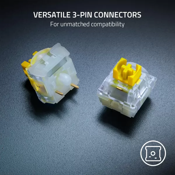 Razer Mechanical Switches Replacement Pack for Gaming Keyboard Gen3 Green Clicky Switches  19mm Actuation Point at 50g  Transparent Housing  3 Pin  BoxStyle Cross Stem  36 pcsYellow Switches  Silent Linear