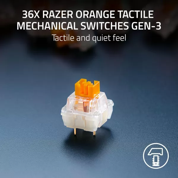 Razer Mechanical Switches Replacement Pack for Gaming Keyboard Gen3 Green Clicky Switches  19mm Actuation Point at 50g  Transparent Housing  3 Pin  BoxStyle Cross Stem  36 pcsOrange Switches  Silent Tactile